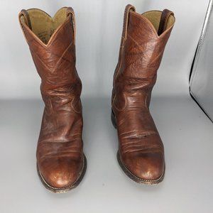 Justin 3163 Brown Marbled Deerlite Leather Roper Boots Western Men's Size 7D